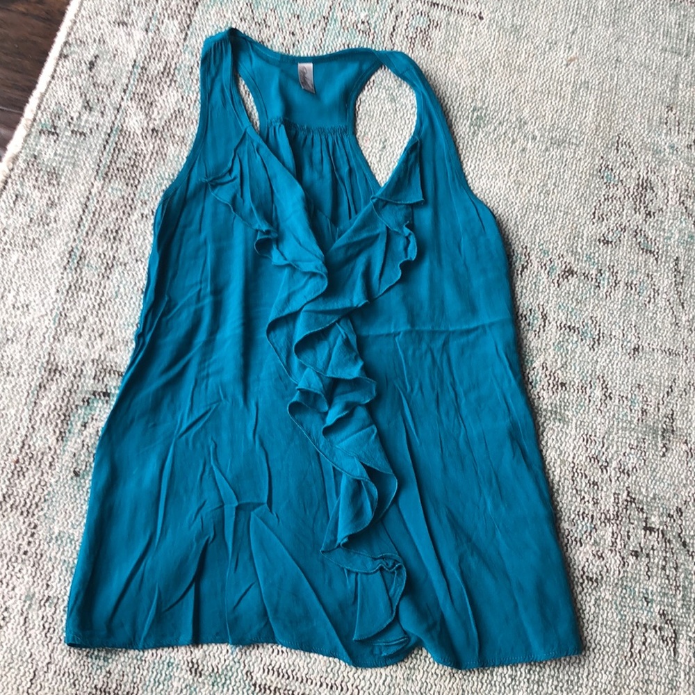 Teal ruffle top